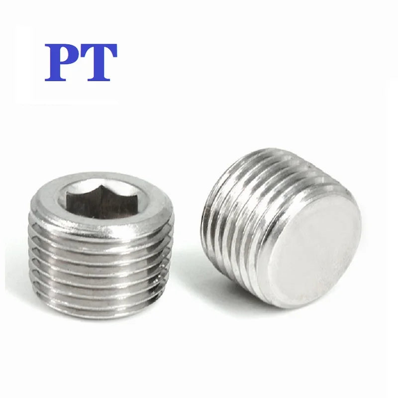 1pcs NPT/PT   1/16   1/8   1/4   3/8   1/2   3/4  1''   1-1/4    304  stainless steel hexagonal socket external screw plug