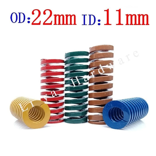 1pcs Outer Diameter 22mm Inner Diameter 11mm L20-100mm Spiral Stamping Compression Die Spring Yellow Blue Red Green Brown Color