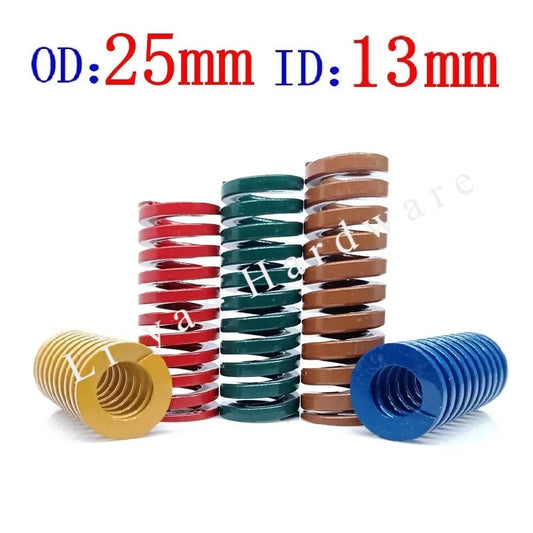 1pcs Outer Diameter 25mm Inner Diameter 13mm L25-100mm Spiral Stamping Compression Die Spring Yellow Blue Red Green Brown Color