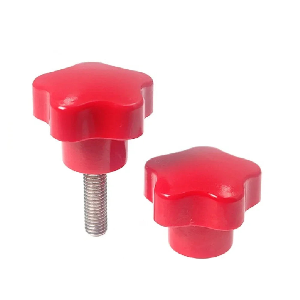 1pcs Red Five-star handle stainless steel hand screw, plum blossom five-corner adjustment handle bakelite hand screw nut