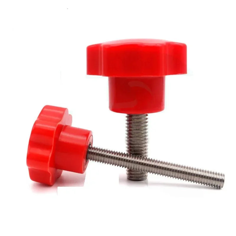 1pcs Red seven-point plum glue head hand screw 304 stainless steel star handle M4M5M6M8M10M12M16