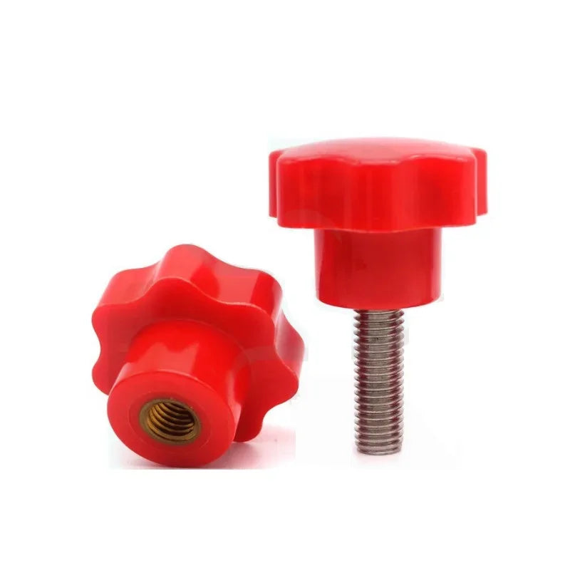 1pcs Red seven-point plum glue head hand screw 304 stainless steel star handle M4M5M6M8M10M12M16