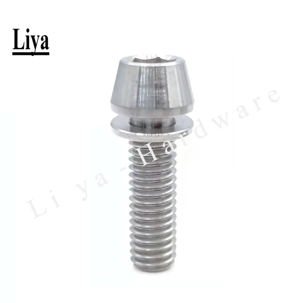 1pcs TC4 M5/6 x16 18 20mm Titanium Taper Hexagon socket Head Bolt with Washers for Bicycle Disc Brake Stem Clamp