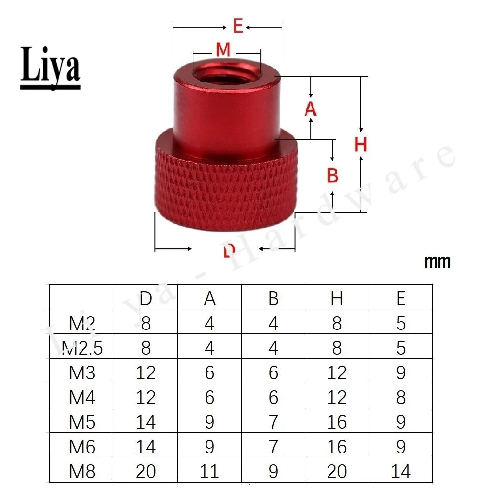 2-10pcs M2 M3 M3.5 M4 M5 M6 Blind hole Hand Nut Knurled Aluminum Thumb nut for Locking airflame aluminum alloy Tighten Handnut