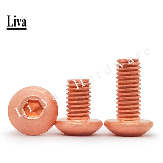 2-10pcs M3M4M5M6M8  ISO7380 Copper half-round head hexagon screw copper round cup pan head hexagon bolt mushroom head screw