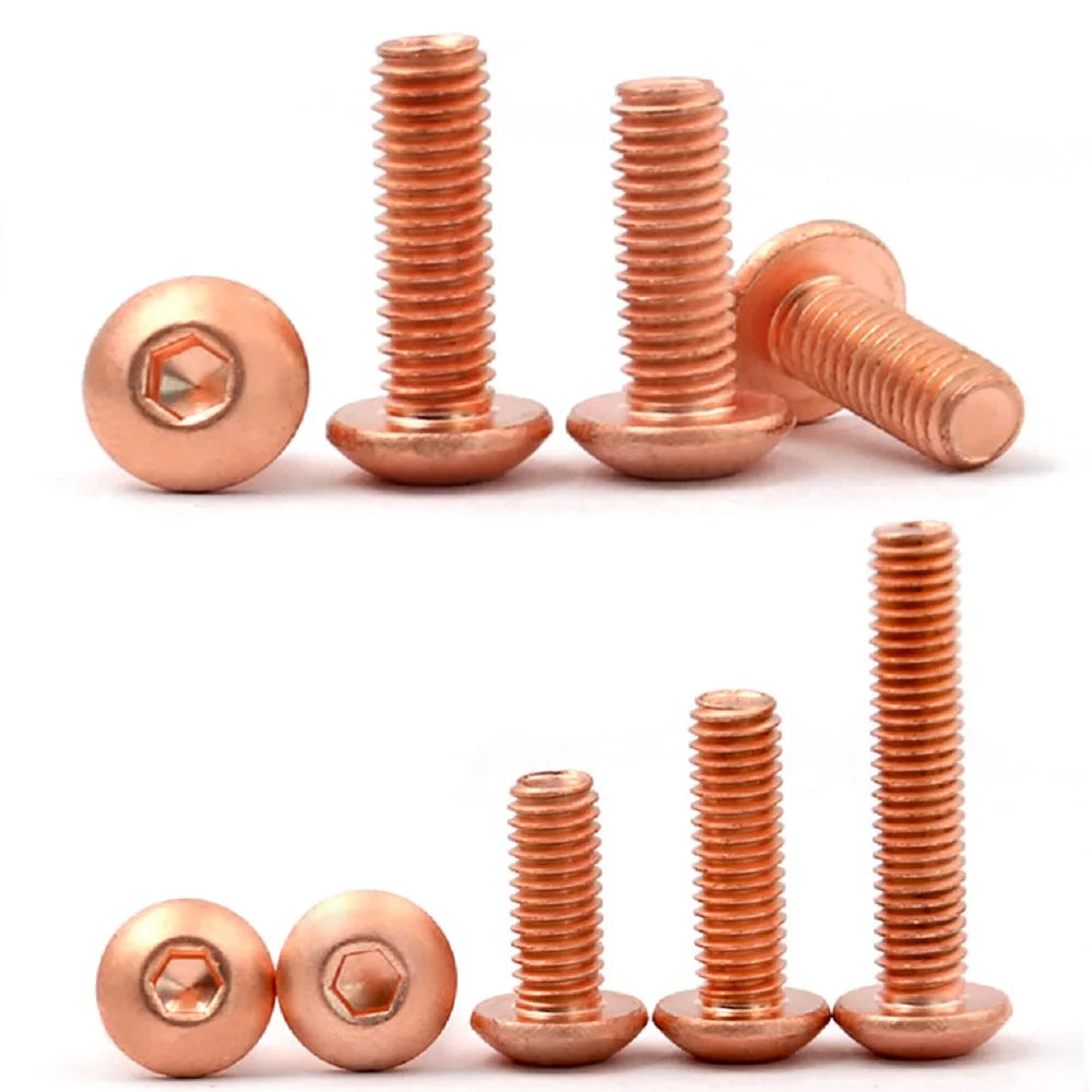 2-10pcs M3M4M5M6M8  ISO7380 Copper half-round head hexagon screw copper round cup pan head hexagon bolt mushroom head screw