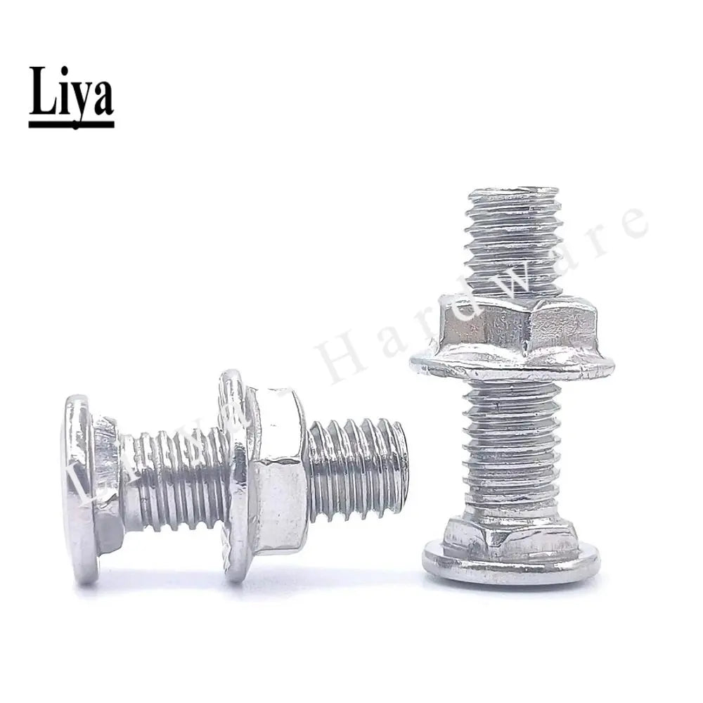 2-10pcs M6 M8 M10 304 stainless steel bridge screw bridge link bolt square neck screw carriage bolt trunking carriage flange nut