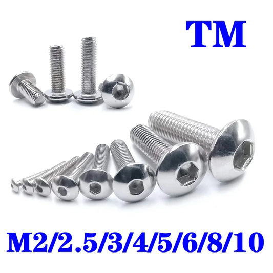 2-50pcs M2 M2.5 M3 M4 M5 M6 M8 M10 Stainless steel 304 TM Hexagon socket large flat machine screws