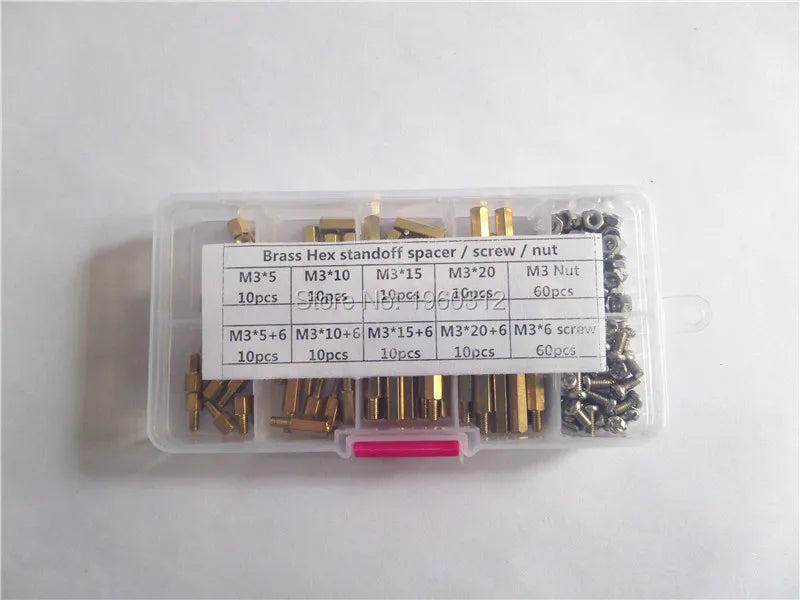 200pcs  M2 M2.5 M3 PCB Hex Male Female Threaded Brass Spacer Standoffs / Screw / Nut  Assortment Set kit