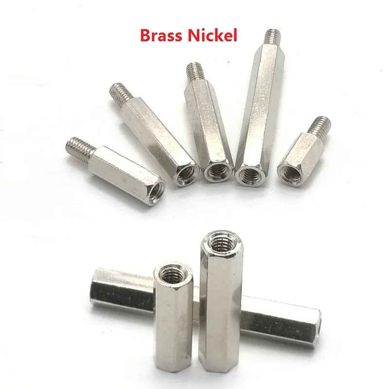 20Pcs nickel plated brass hex standoff M3*6/8/10/12/15/18/20/25/30 female to female or 3*L+6  male to female nickel brass spacer