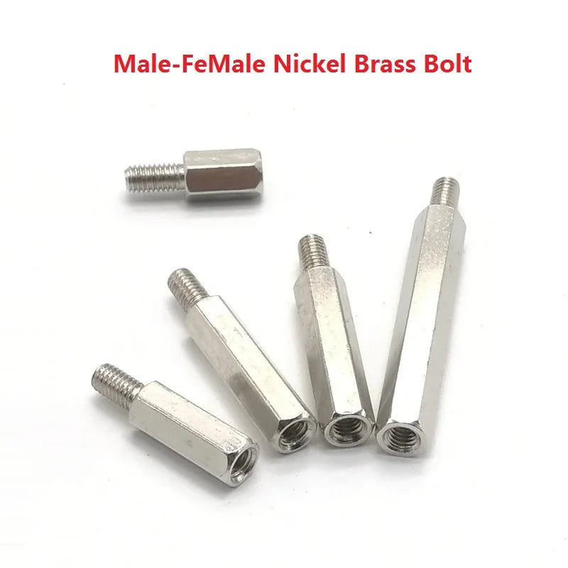 20Pcs nickel plated brass hex standoff M3*6/8/10/12/15/18/20/25/30 female to female or 3*L+6  male to female nickel brass spacer