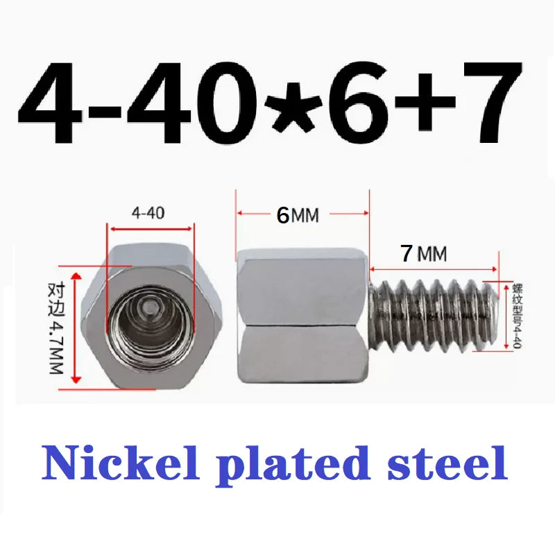 20pcs 4-40 nickel plated English single head hexagonal VGA connector DB head computer adapter stud DB9 motherboard screw stud