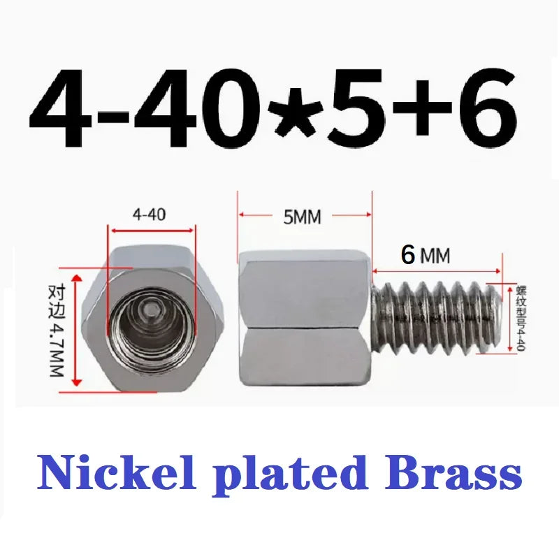 20pcs 4-40 nickel plated brass English single head hexagonal VGA connector DB head computer adapter stud Motherboard screw stud