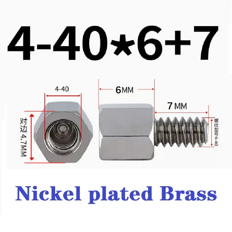 20pcs 4-40 nickel plated brass English single head hexagonal VGA connector DB head computer adapter stud Motherboard screw stud