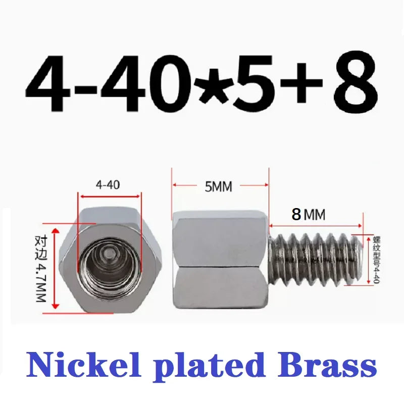 20pcs 4-40 nickel plated brass English single head hexagonal VGA connector DB head computer adapter stud Motherboard screw stud