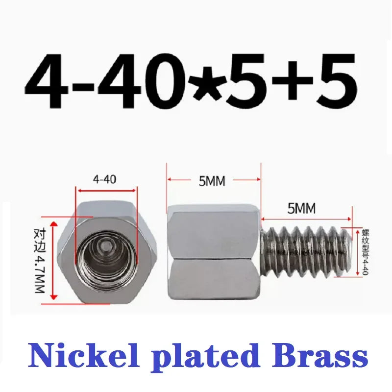 20pcs 4-40 nickel plated brass English single head hexagonal VGA connector DB head computer adapter stud Motherboard screw stud