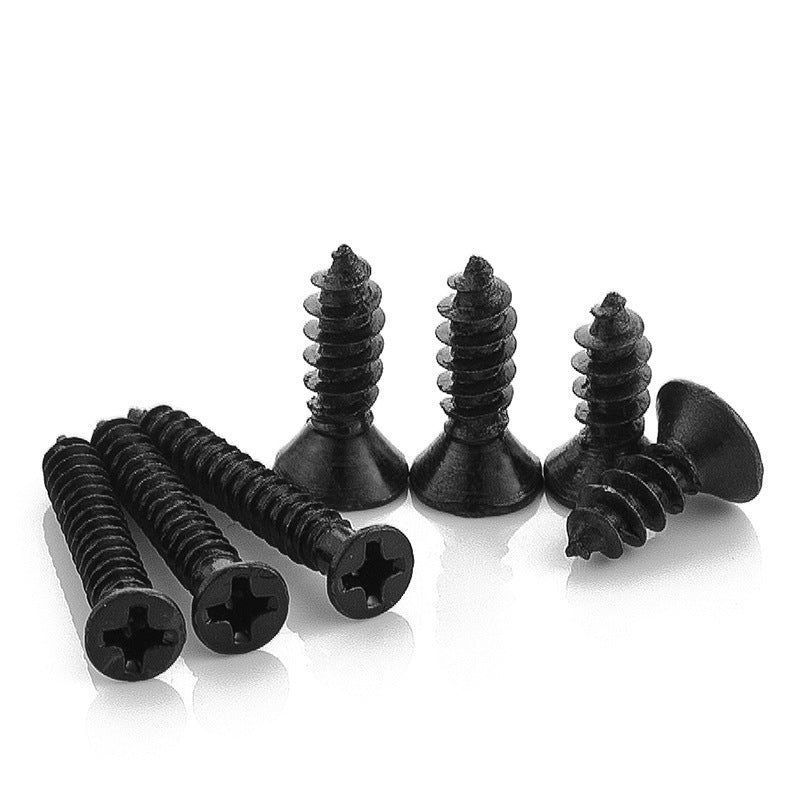 M1.6/M2/M3/M4/M5/M6 Black and hard countersunk head self-tapping screw Cross slot Flat head pointed tail self-tapping screw for Furniture & Woodworking