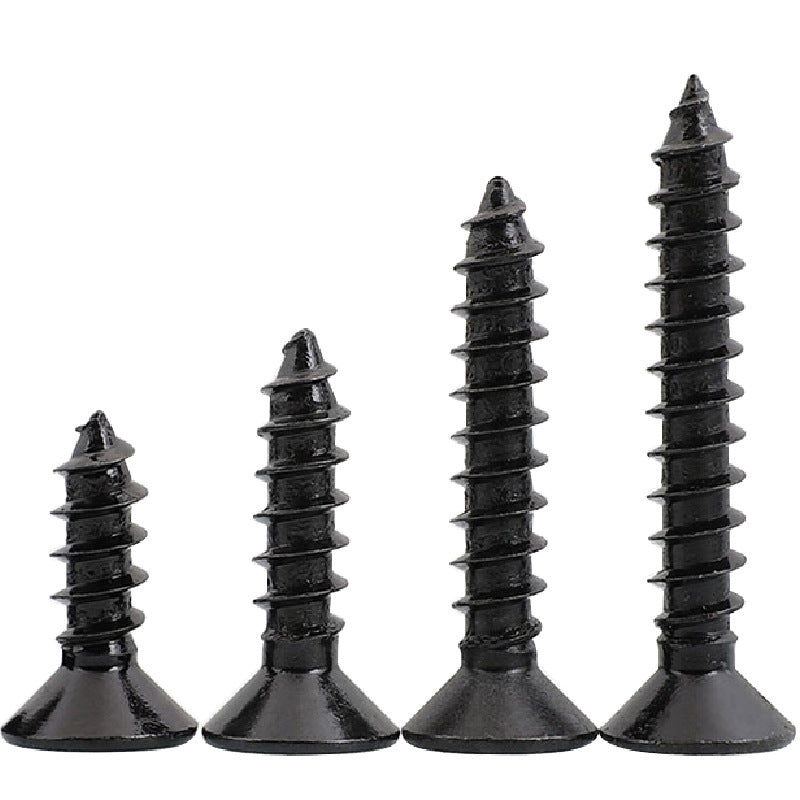 M2.6/M3/M4/M5 8.8 grade black hexagon flat head self-tapping screw countersunk hex self-tapping wood screw  for Woodworking & Furniture Assembly