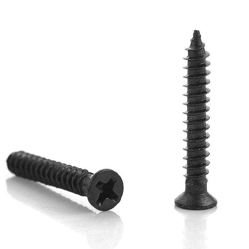 M1.6/M2/M3/M4/M5/M6 Black and hard countersunk head self-tapping screw Cross slot Flat head pointed tail self-tapping screw for Furniture & Woodworking
