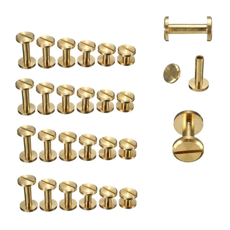Brass Slotted Rivet Buckle Gold Male Female Pair Lock Screw for Belt Leathercraft Bag Hardware