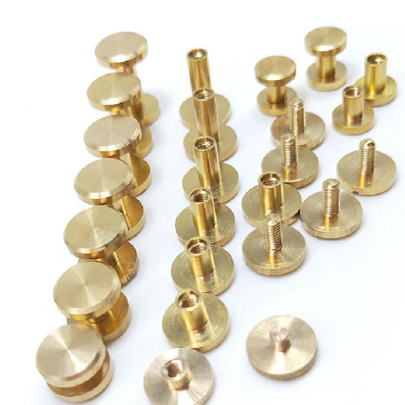 Brass Slotted Rivet Buckle Gold Male Female Pair Lock Screw for Belt Leathercraft Bag Hardware