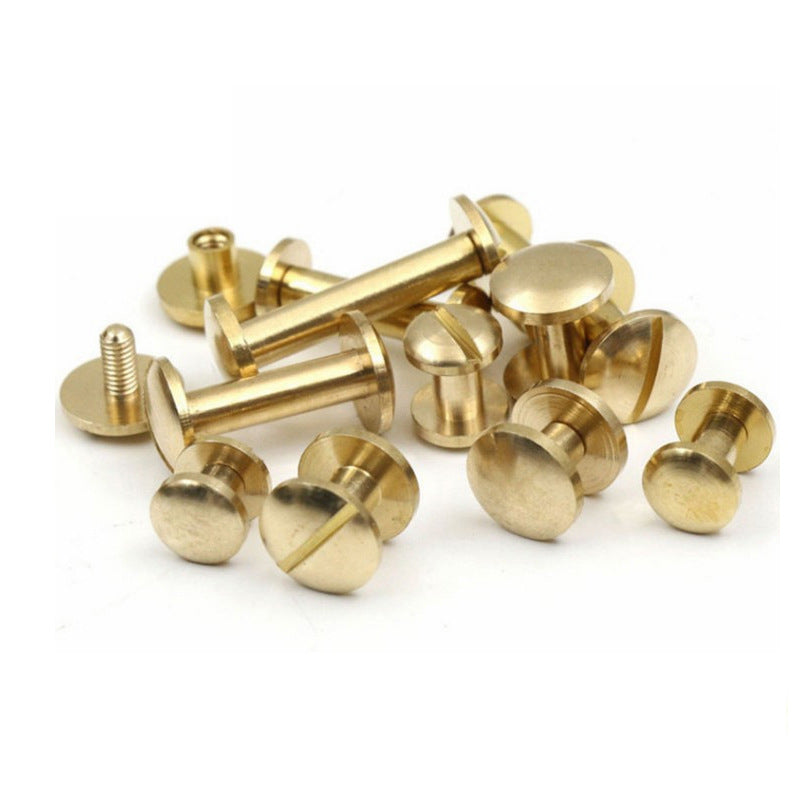 M4 Brass Slotted Round Face Lock Rivets All Copper Mother-Child Screws for Album Ledger