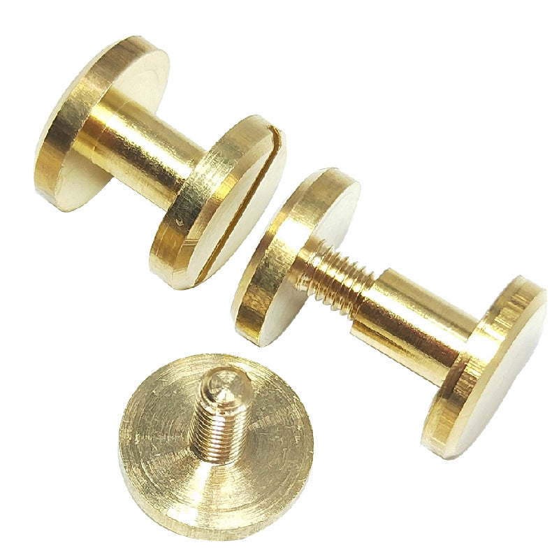 Brass Slotted Rivet Buckle Gold Male Female Pair Lock Screw for Belt Leathercraft Bag Hardware