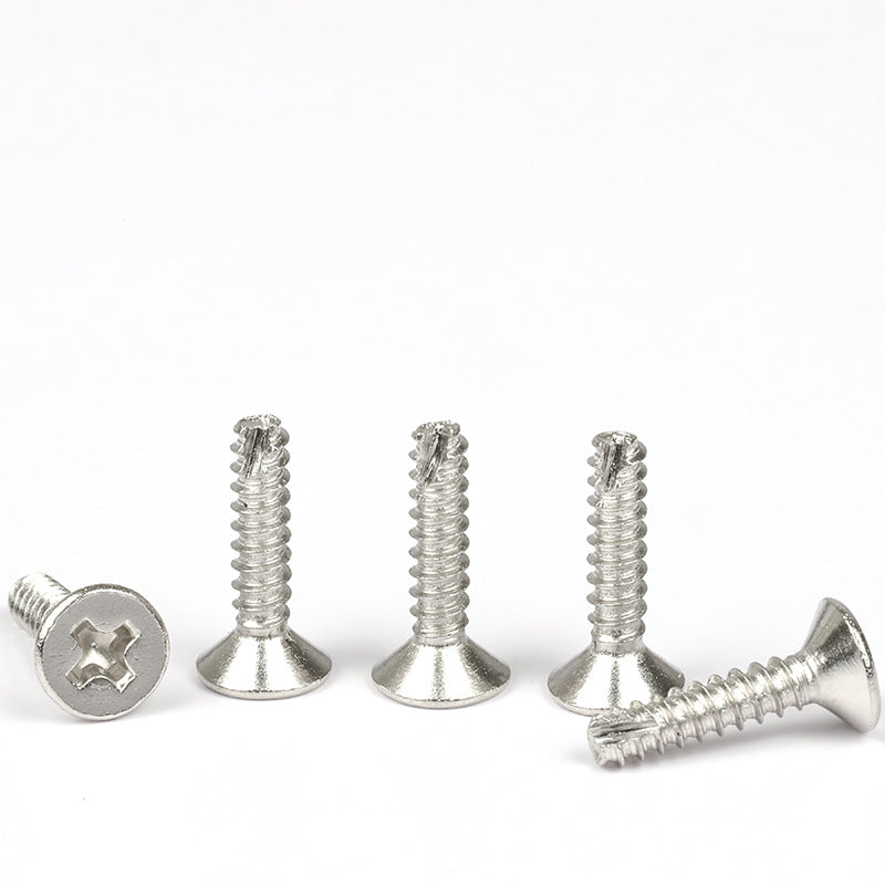 M2/M3/M4 Cross countersunk self-tapping cutting tail screw Nickel-plated cross flat head milling tail screw cutting tail self-tapping nail for Furniture & Electrical Fixtures