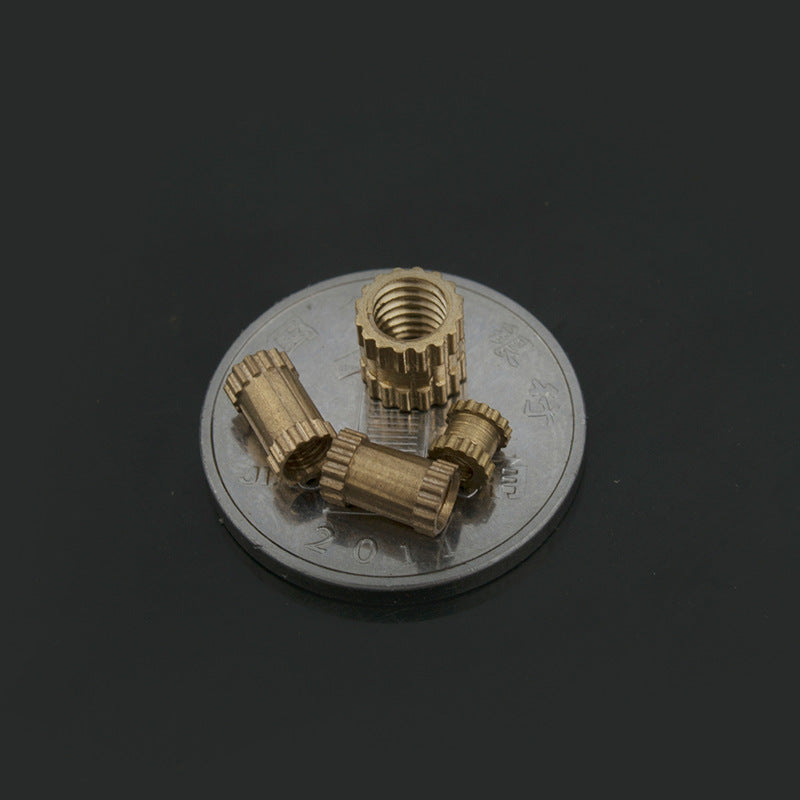 1/4 inch through hole copper knurled copper nut injection molded inlay nut hot melt embedded nut for Injection Mold Inlay & Hardware Insertion