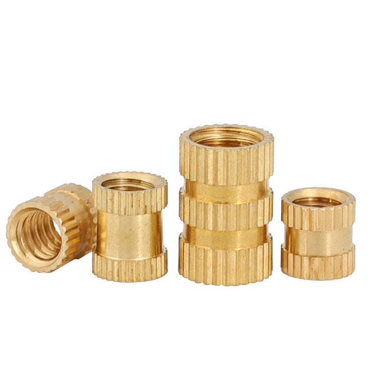 1/4 inch through hole copper knurled copper nut injection molded inlay nut hot melt embedded nut for Injection Mold Inlay & Hardware Insertion