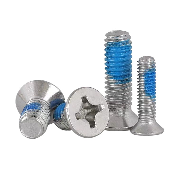 M3 304 Stainless Steel Phillips Countersunk Head Anti-Loose Screws Blue Patch for Electronics