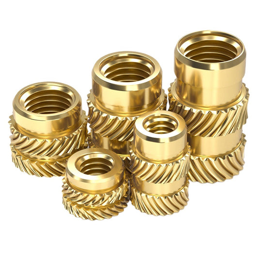 M1-M8 Knurled Brass Heat-Set Inserts - Slant Twill Threaded Nuts for Plastic Injection Molding 3D Printing