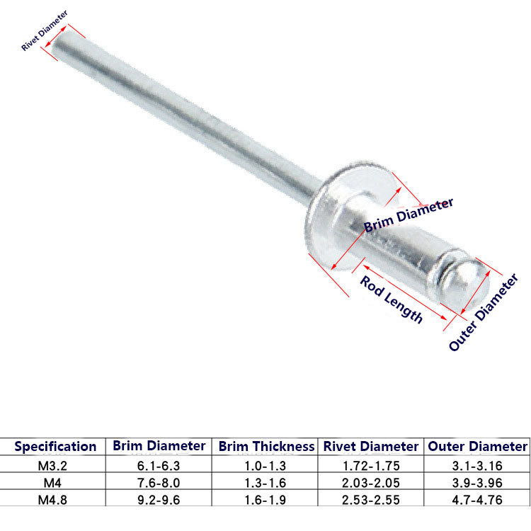 M4/M5 Aluminum stud rivets Aluminum round head stud nails Large brim round rivets Flat round head pull nails Small rivets for Construction & Repair Projects