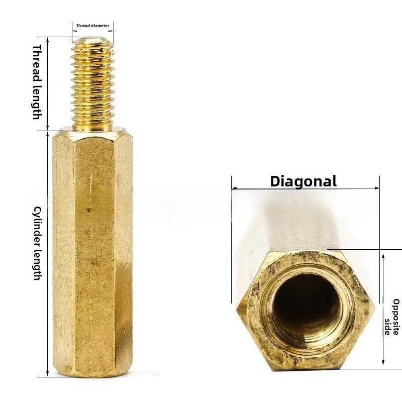 M3 Hexagonal copper column single pass copper stud pc circuit board main board terminal single head outer hexagonal support column isolation column