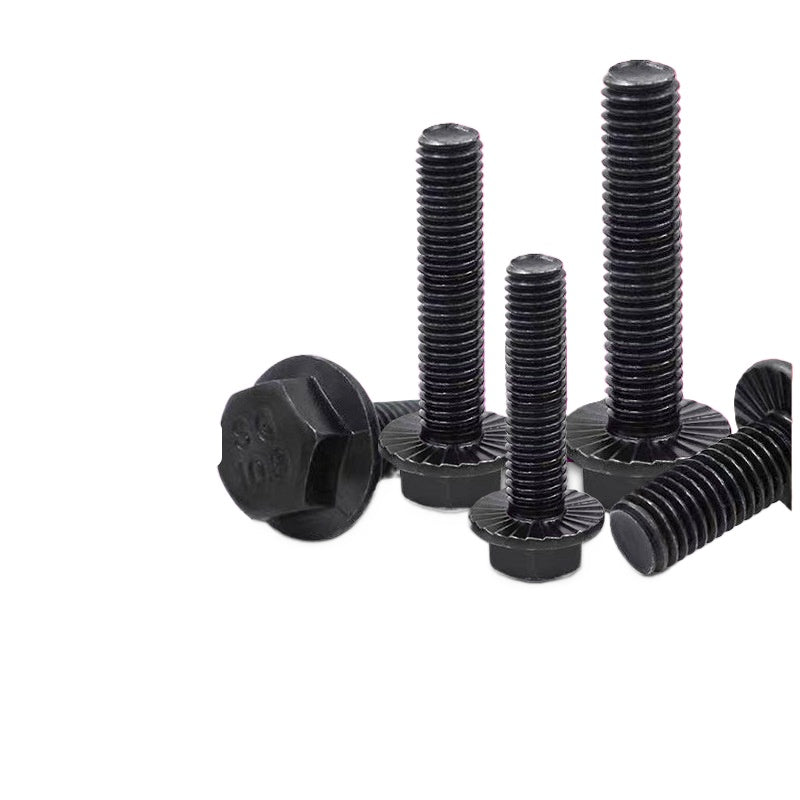 M6M8M10M12M14M16 10.9 grade toothed flange outer hexagon screw black with pad anti-skid hexagon bolt for Construction & Machinery