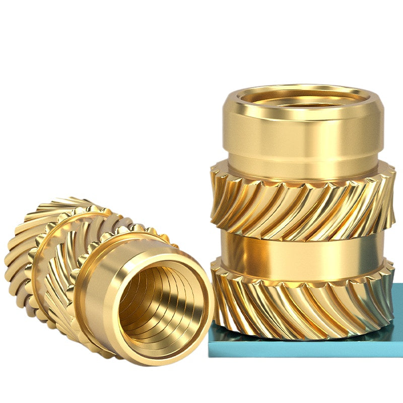 M1-M8 Knurled Brass Heat-Set Inserts - Slant Twill Threaded Nuts for Plastic Injection Molding 3D Printing