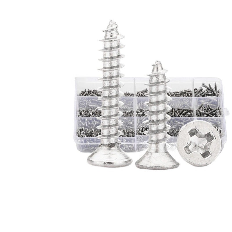 Carbon steel nickel-plated self-tapping screws set Cross slot countersunk self-tapping screws Household screws Boxed screws for Household Repair