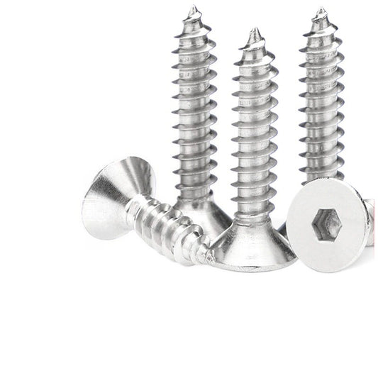 M2/M3/M4 201 Stainless Steel Countersunk Head Hexagon Self-Tapping Screws Flat Head Hexagon Self-Tapping Screws for Furniture & Construction