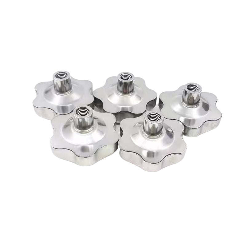 M8/M10/M12/M14 304 stainless steel hexagonal plum handle nut through hole hand screw nut star handle knob  for Mechanical Fixture & Equipment Repair