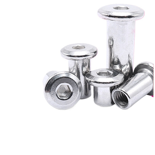201 stainless steel splint nut pair lock screw chamfered flat head hexagonal bolt furniture connection pair screw for Furniture Assembly and Construction