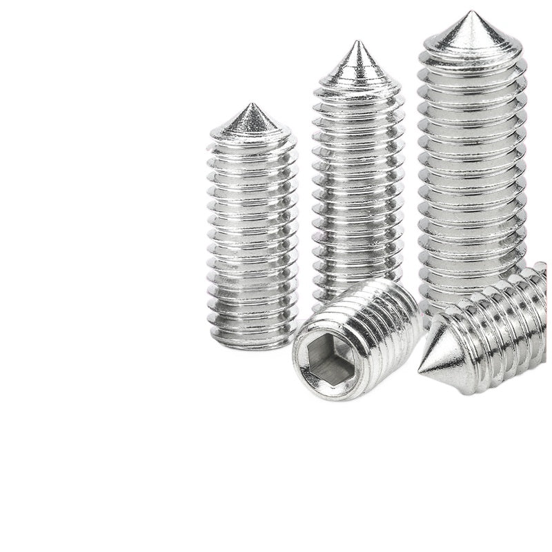 M2.5-M5 304 Stainless Steel Pointed Set Screws Hexagon Tip Rice Screw Positioning Grub Screws for Machinery Repair/Equipment Calibration/DIY Metal Craft/Industrial Fastening
