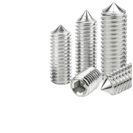 M2.5-M5 304 Stainless Steel Pointed Set Screws Hexagon Tip Rice Screw Positioning Grub Screws for Machinery Repair/Equipment Calibration/DIY Metal Craft/Industrial Fastening