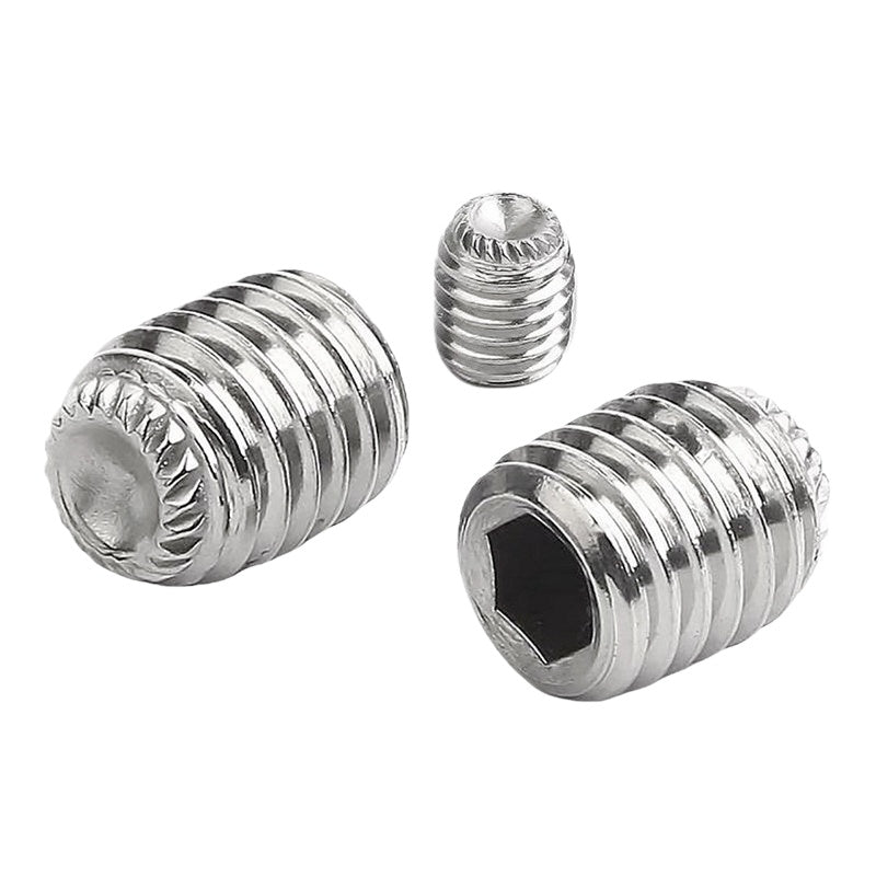 916K Headless Set Screw 304/316L Stainless Steel Hex Socket Knurled Concave End Threaded