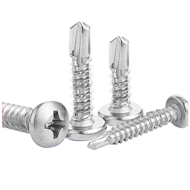 M3.5/ M4.2/M4.8   410 Stainless Steel Cross Round Head Drill Tail Screw Iron Galvanized Pan Head Furniture Drill Tail Screw for Wood & Furniture Assembly