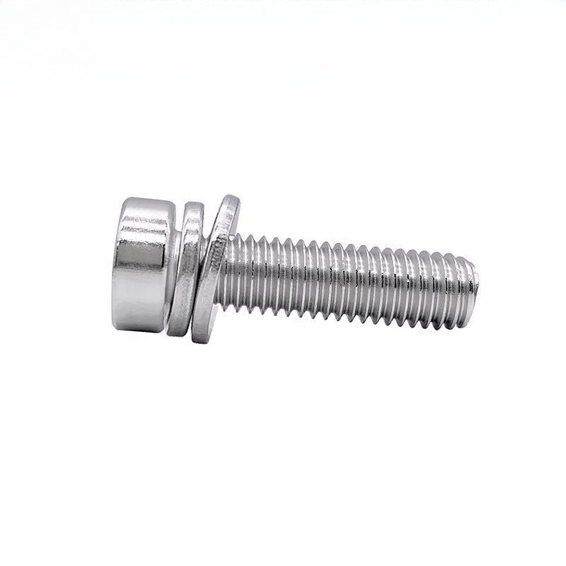 DIN7984 304 Stainless Steel  Screw M5 Hex Socket Thin Short Head Flat & Spring Washer Combination Screw