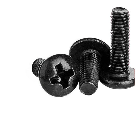 M3/M4/M5/M6 Black Carbon Steel Cross Large Flathead/Mushroom Umbrella Head Machine Screws for Machinery & Furniture