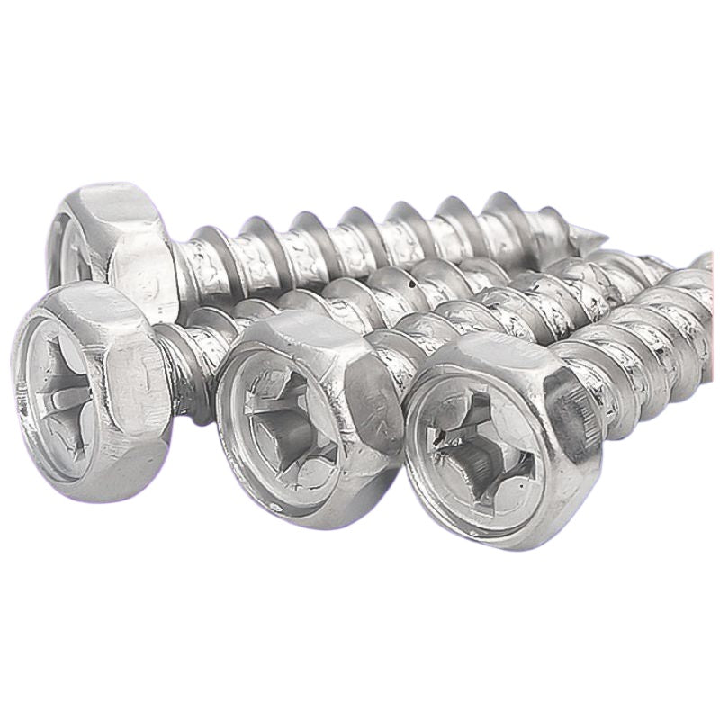 M3/M8  4.8 grade iron-plated nickel-plated cross outer hexagon self-tapping screw pocket hexagon self-tapping screw for Wood & Furniture Assembly