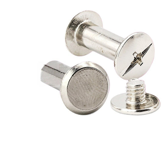 Carbon steel nickel plated mother and child rivets fixed letter screws pair lock ledger album binder screws mother and child screws  for Ledger Album Book Binder