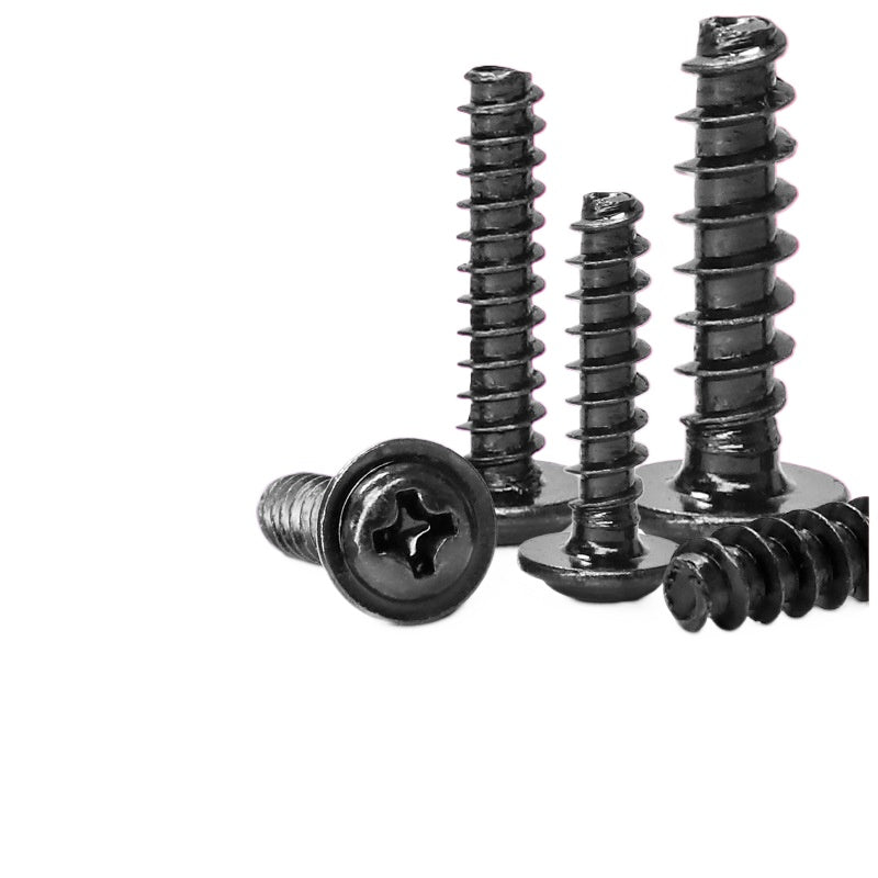 M1.4M2M3M4 Black-plated round head with padded flat tail self-tapping screws Cross pan head with self-tapping screws  for DIY & Electronics
