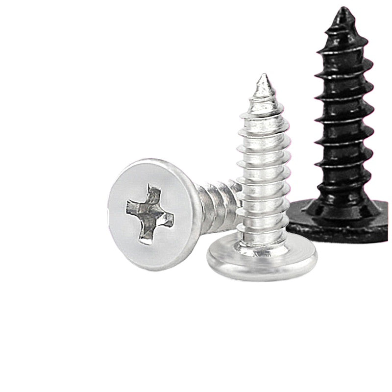 M1.7 M2.3 M3 Nickel-Plated and Black Hardened Large Flat Head Phillips Self-Tapping Screws for Electronics and Small Device Repair